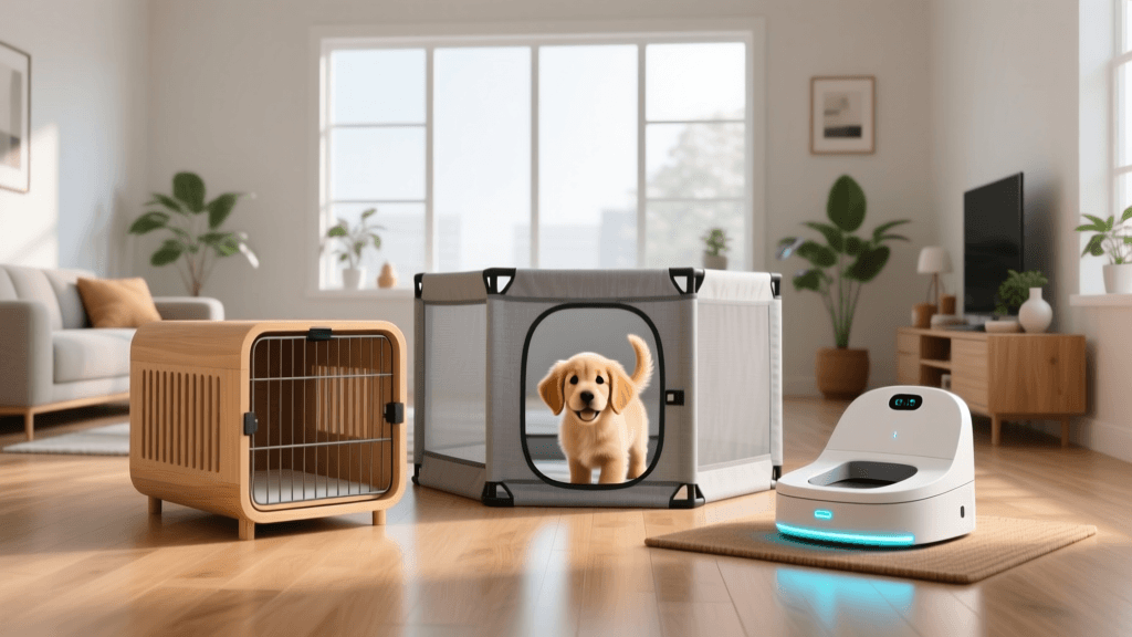 Essential Puppy Crate, Playpen, and Potty Tech Gear