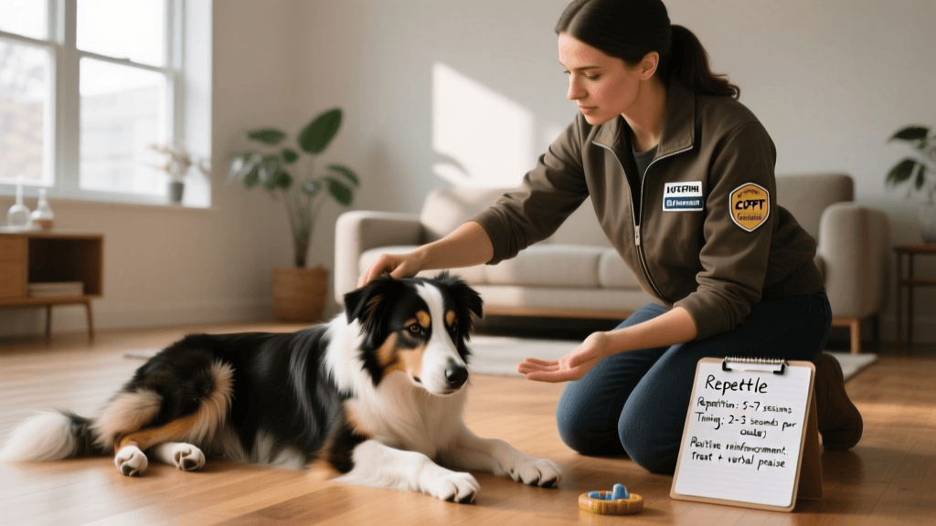 Teaching Dog To Settle On Cue Indoors